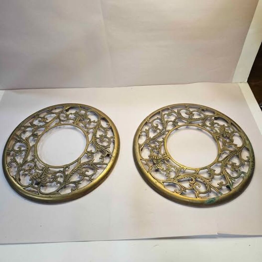 Vintage large Brass Scrollwork Trivets - Set of 2